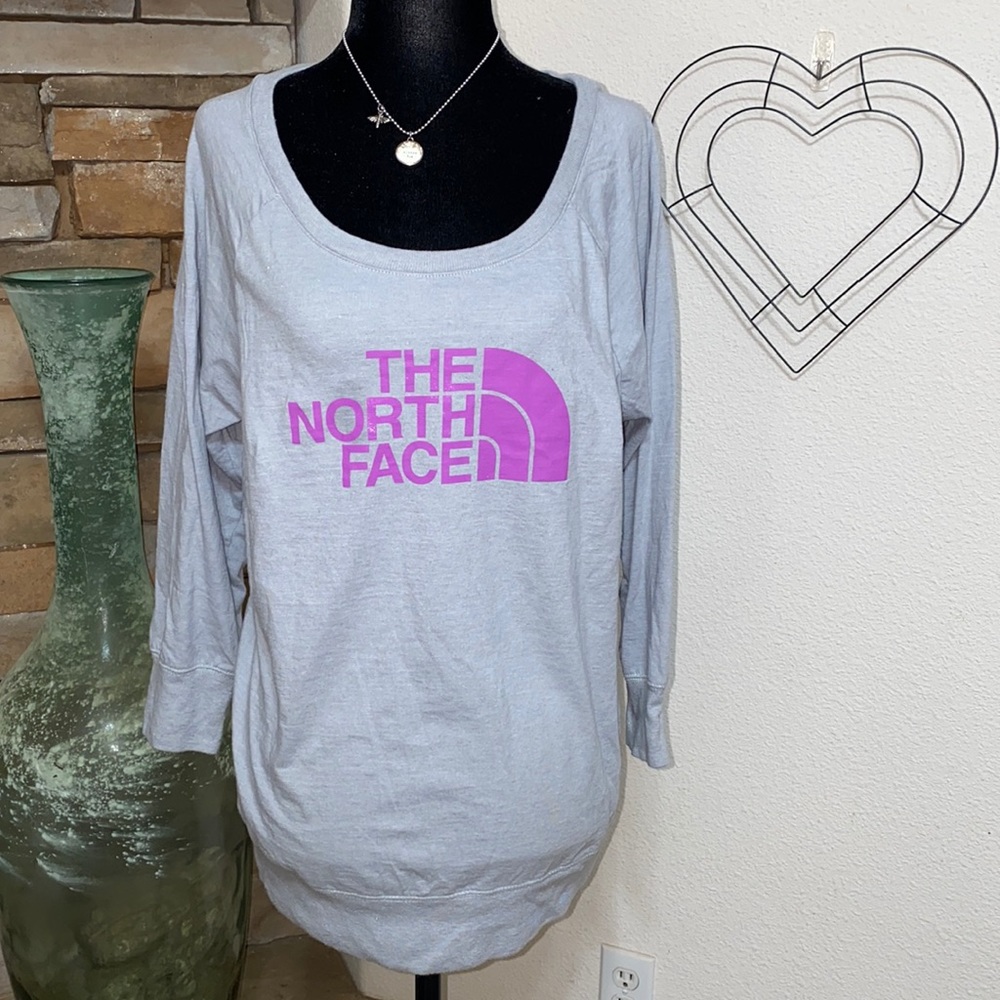 The North Face- Gray & Purple Long-Sleeve Shirt